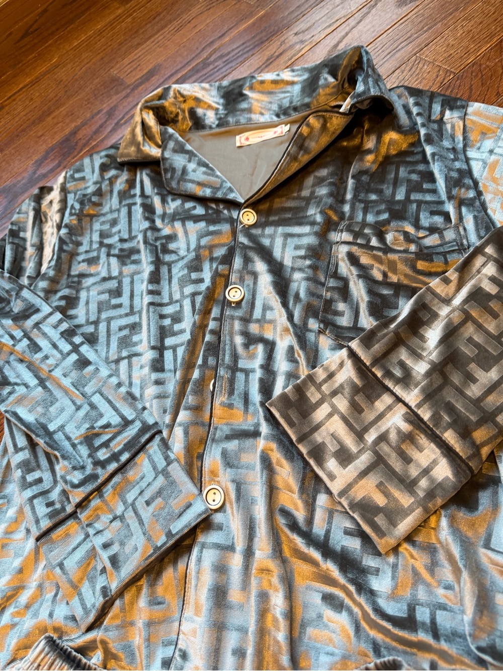 Grey Geometric Pattern Pajama Set - Picture 5 of 5